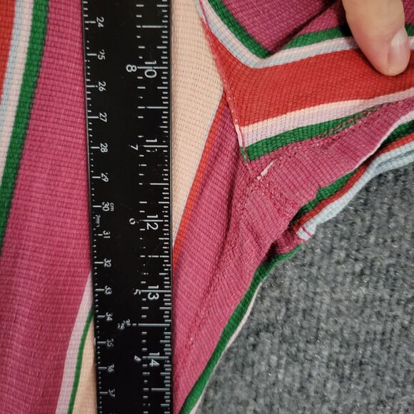FREE PEOPLE La Paz Rainbow Pink Striped High Rise Cropped Flare Pants SIZE 10 - Picture 10 of 11